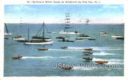 Outboard Motor Races - Wildwood-by-the Sea, New Jersey NJ Postcard