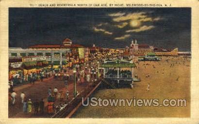 Bach And Boardwalk At Night - Wildwood-by-the Sea, New Jersey NJ Postcard