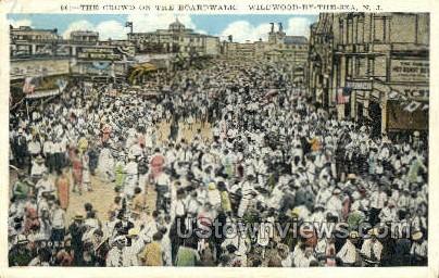 Boardwalk Crowd - Wildwood-by-the Sea, New Jersey NJ Postcard