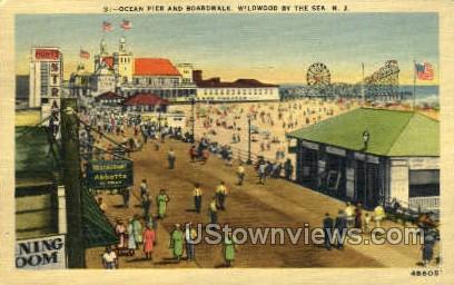 Ocean Pier And Boardwalk - Wildwood-by-the Sea, New Jersey NJ Postcard