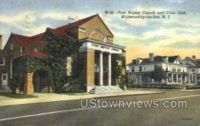 First Baptist Church  - Wildwood-by-the Sea, New Jersey NJ Postcard