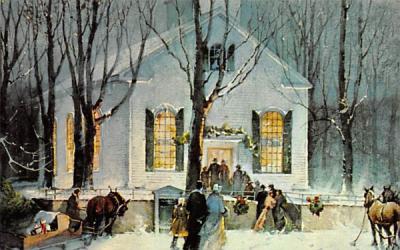 Christmas Eve Service at Waterloo Church New Jersey Postcard