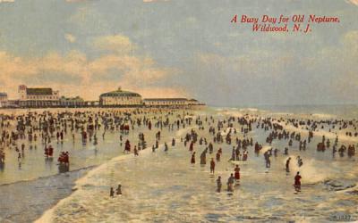 A Busy Day for Old Neptune Wildwood, New Jersey Postcard
