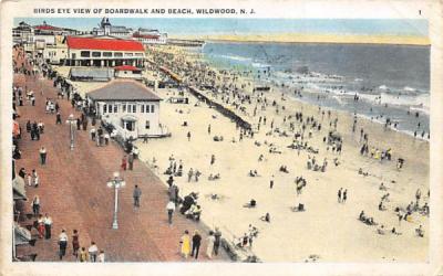 Birds Eye View of Boardwalk and Beach Wildwood, New Jersey Postcard
