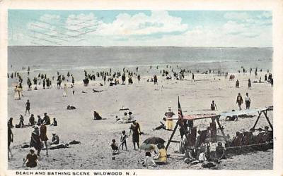 Beach and Bathing Scene Wildwood, New Jersey Postcard