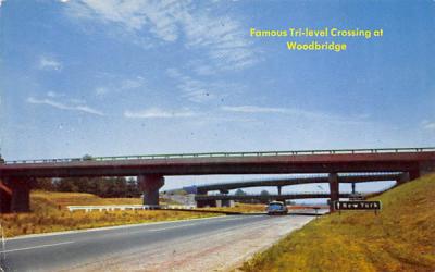 Famous Tri-level Crossing at Woodbridge New Jersey Postcard