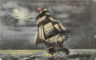 Boat Crossing the Ocean Wildwood, New Jersey Postcard