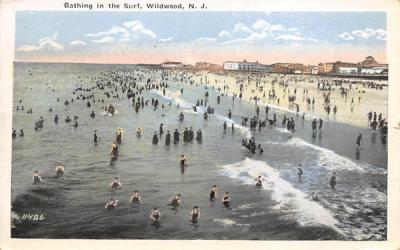 Bathing in the Surf Wildwood, New Jersey Postcard