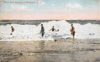 Great Surf Bathing  Wildwood, New Jersey Postcard