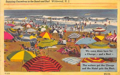 Enjoying Ourselves in the Sand and Surf Wildwood, New Jersey Postcard
