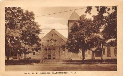 First M. E. Church Washington, New Jersey Postcard