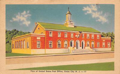 View of United States Post Office Union City, New Jersey Postcard