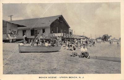 Beach Scene Union Beach, New Jersey Postcard