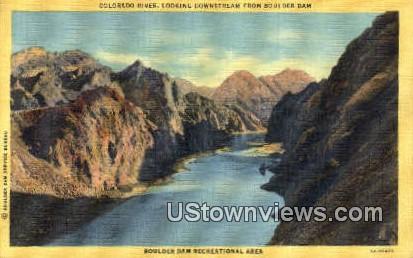 Colorado River - Hoover (Boulder) Dam, Nevada NV Postcard