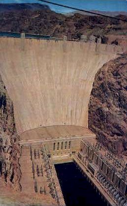 Hoover Dam and Fortification Mt. - Hoover (Boulder) Dam, Nevada NV Postcard