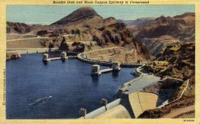 Hoover Dam and Black Canyon Spillway - Hoover (Boulder) Dam, Nevada NV Postcard