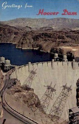 Greetings from HOOVER DAM - Misc, Nevada NV Postcard