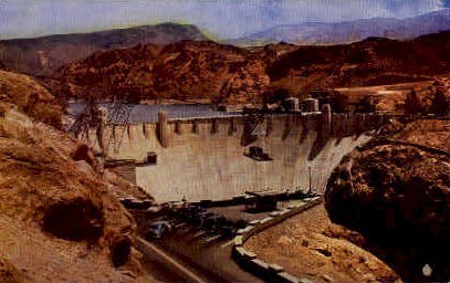 Boulder Dam and Lake Mead - Hoover (Boulder) Dam, Nevada NV Postcard