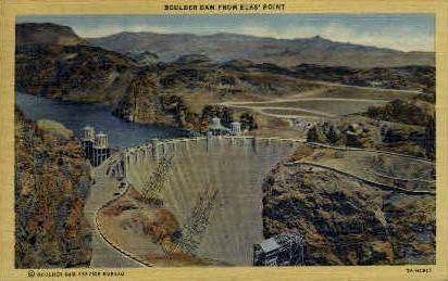 Boulder Dam from Elks Point - Hoover (Boulder) Dam, Nevada NV Postcard