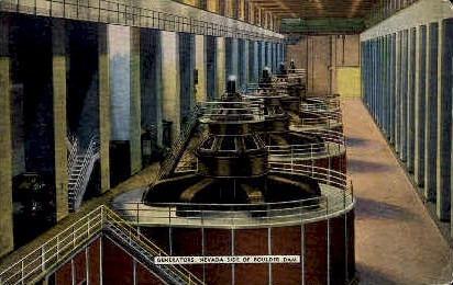 Generators of Nevada Side of Boulder Dam - Hoover (Boulder) Dam Postcard