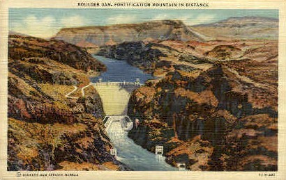 Boulder Dam/Fortification Mountain - Hoover (Boulder) Dam, Nevada NV Postcard