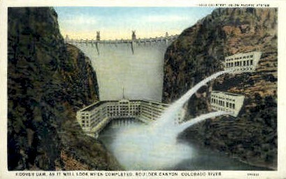 Hoover Dam as it will look when complete - Hoover (Boulder) Dam, Nevada NV Postcard