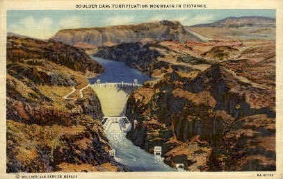 Boulder Dam/Fortification Mountain - Hoover (Boulder) Dam, Nevada NV Postcard