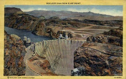 Boulder Dam From Elks' Point - Hoover (Boulder) Dam, Nevada NV Postcard