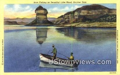 Bass Fishing, Lake Mead - Hoover (Boulder) Dam, Nevada NV Postcard