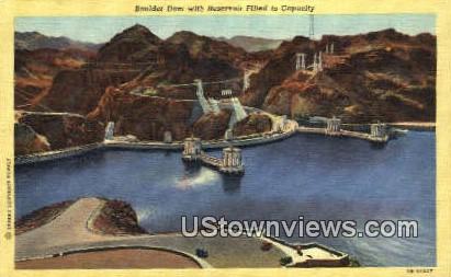 Reservoir Filled - Hoover (Boulder) Dam, Nevada NV Postcard