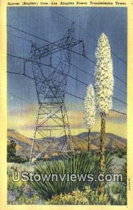 Los Angeles Power Transmission Tower - Hoover (Boulder) Dam, Nevada NV Postcard