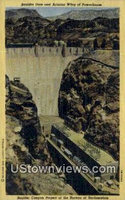 Arizona Wing, Powerhouse - Hoover (Boulder) Dam, Nevada NV Postcard