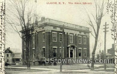 The Swan Library - Albion, New York NY Postcard