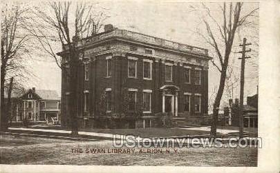 The Swan Library - Albion, New York NY Postcard