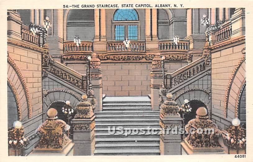 Grand Stiarcase, State Capitol - Albany, New York NY Postcard