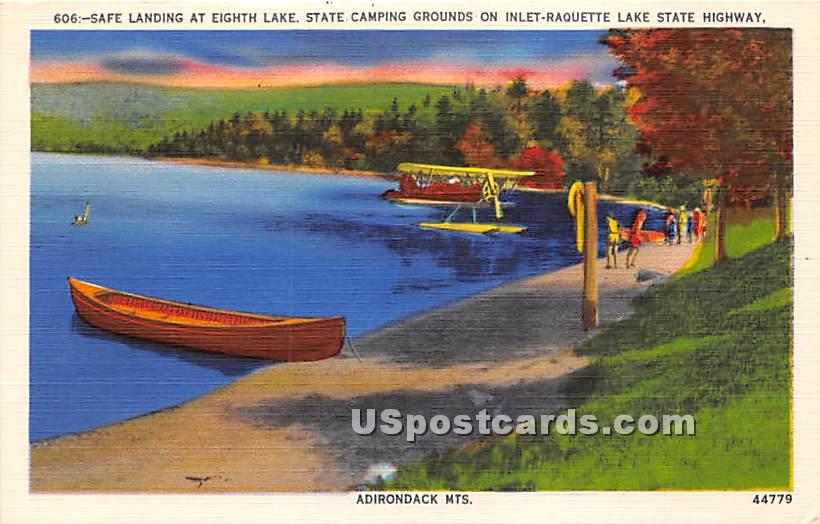 Safe Landing, Eighth Lake, State Camping Ground - Adirondack Mts, New York NY Postcard