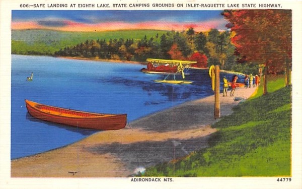 Safe landing at Eighth Lake Adirondack Mountains, New York Postcard
