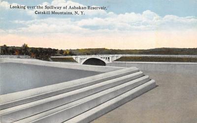 Looking Over the Spillway Overflow Misc Ashokan Reservoir, New York Postcard