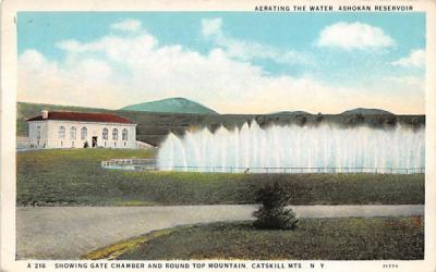 Gate Chamber and Round top Mountains Ashokan Reservoir, New York Postcard