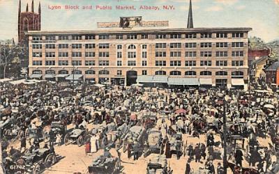 Lyon Block & Public Market Albany, New York Postcard