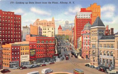 Looking up State Street Albany, New York Postcard