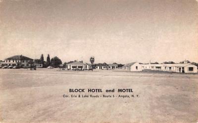 Block Hotel & Motel Angola, New York Postcard