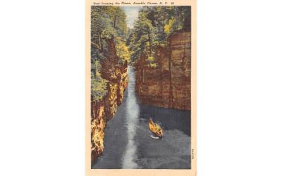 Boat Leaving the Flume Ausable Chasm, New York Postcard
