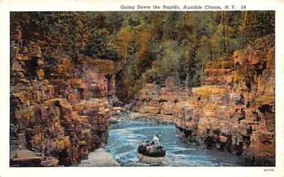 Going Down the Rapids Ausable Chasm, New York Postcard
