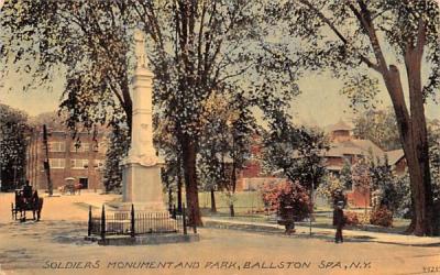 Soldiers Monument & Park Ballston Lake, New York Postcard