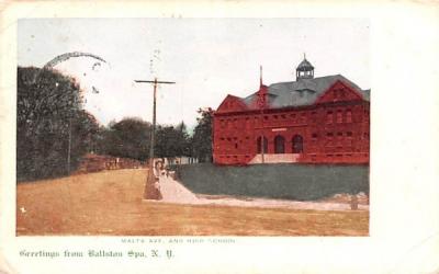 Malta Avenue & High School Ballston Lake, New York Postcard
