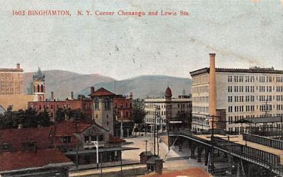 Corner Chenango & Lewis Streets Binghamton, New York Postcard