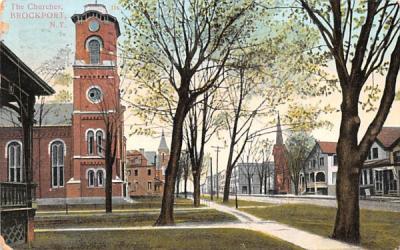 The Churches Brockport, New York Postcard