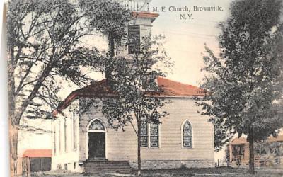 ME Church Brownville, New York Postcard