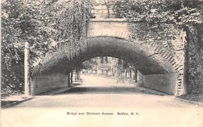 Bridge over Delaware Avenue Buffalo, New York Postcard